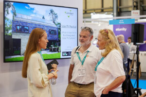 Technical Manager, Lucy McKenzie,in conversations with contractors at InstallerSHOW 2023.