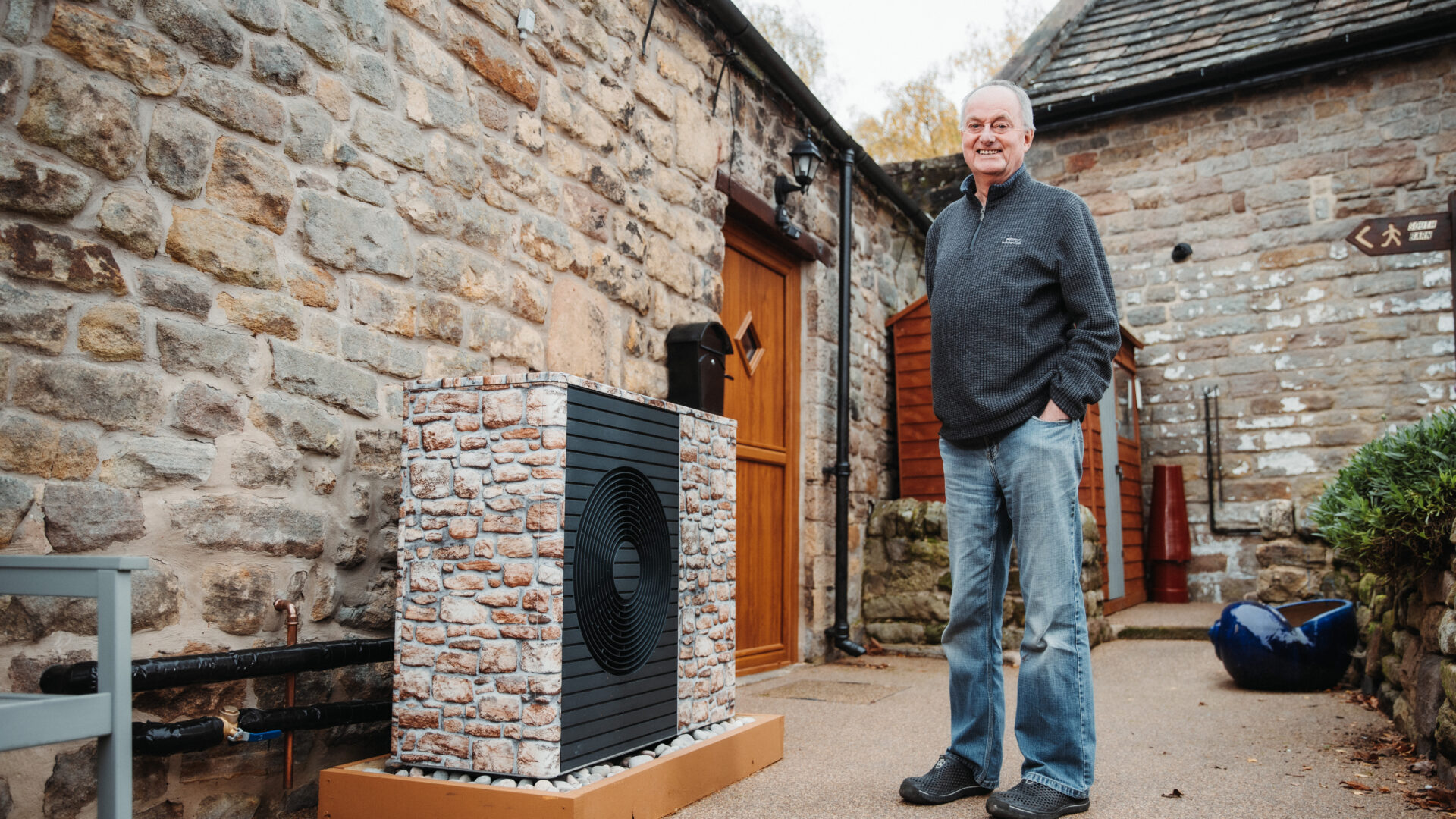 Consumer with Air source heat pump at home