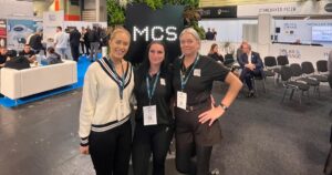 MCS Technical Manager, Lucy McKenzie, Compliance Analyst, Sarah Lees, and Helpdesk Analyst, Jen Howard, at Solar & Storage Live.