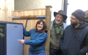 Lucy Galvin and neighbours with her air source heat pump.